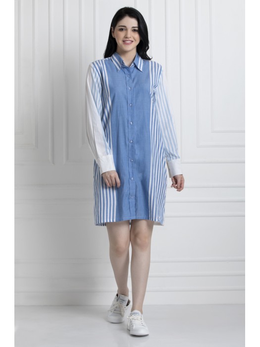 Buttoned Down Shirt Dress In Sustainable Fabric