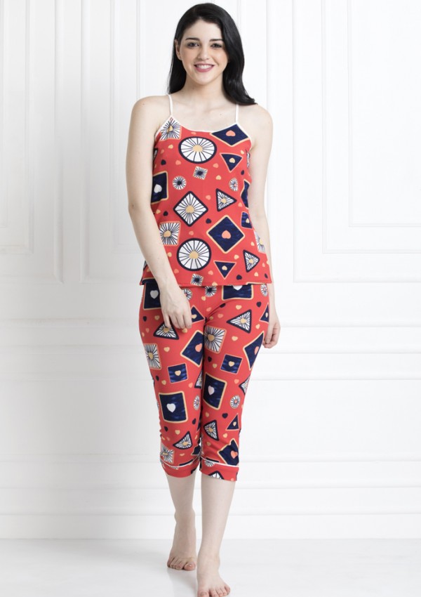 Spaghetti Top & Pajamas In Ditsy Print