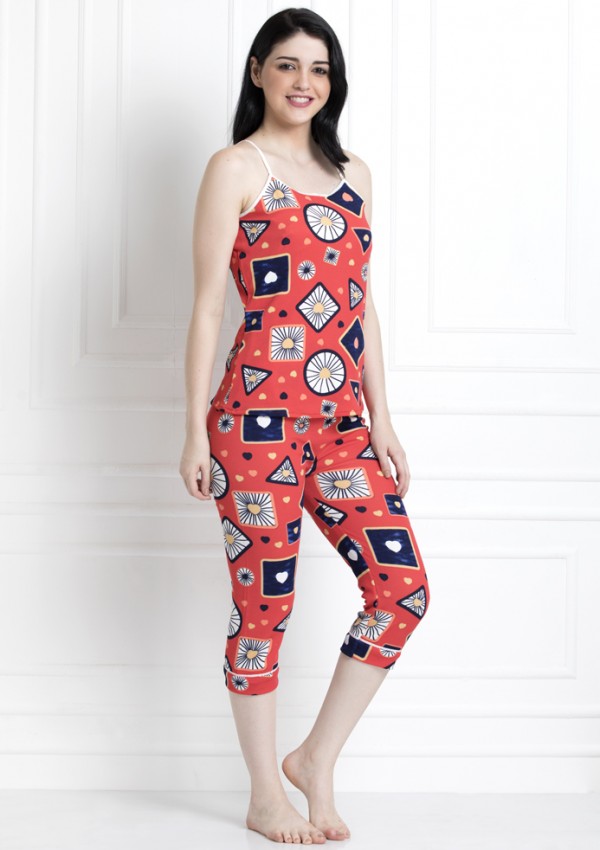 Spaghetti Top & Pajamas In Ditsy Print