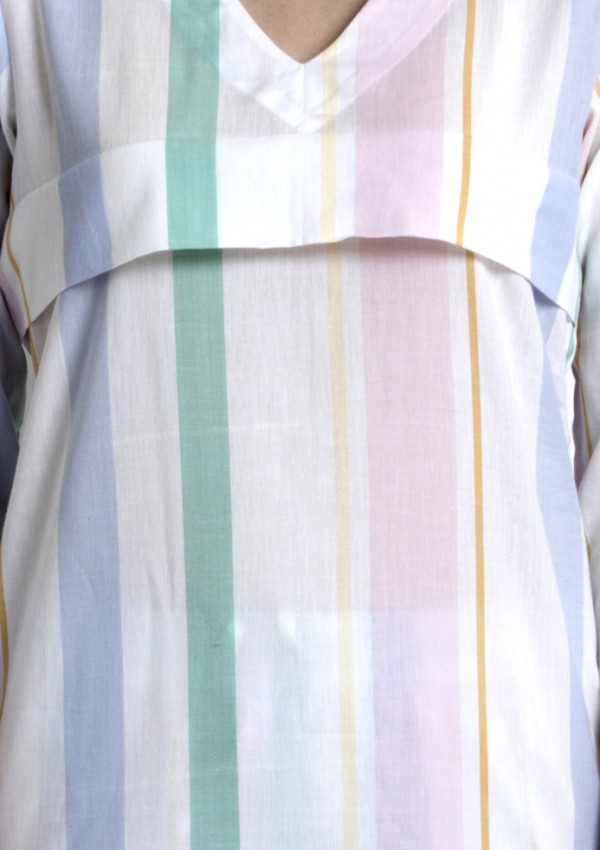 V-Neck, Striped Top With Pyjamas. For That Super Cool Feel