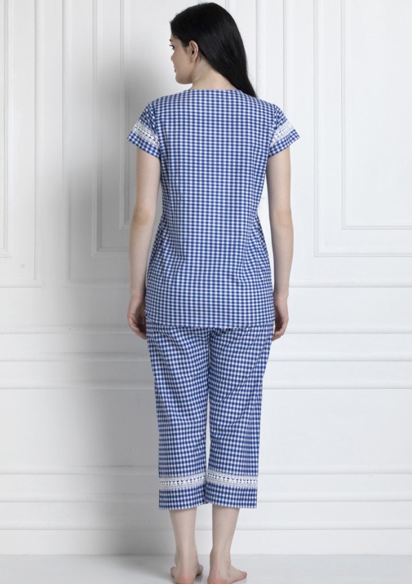 Check Top & Pyjamas With Lace Trim. Super Stylish Yet Relaxed
