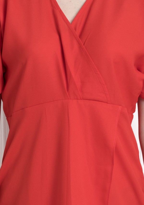V-Neck , Elbow Sleeve Dress