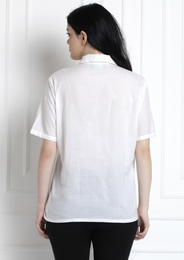 Collared Buttoned Down Shirt With Front Knot