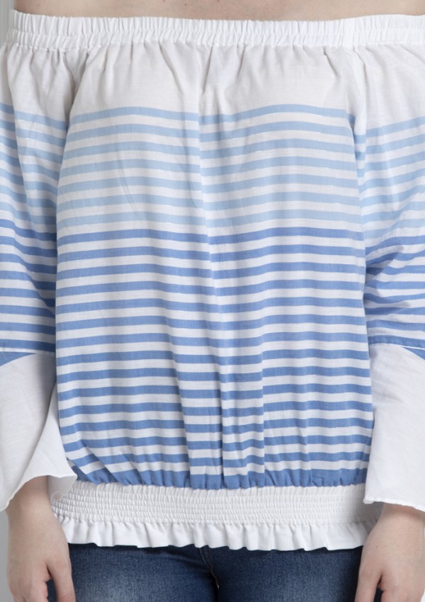 Off The Shoulder Top With Stripes. Made in Organic Cotton