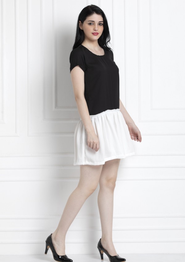 Monochrome, Ruffle Hem Dress. Casual Fun Style