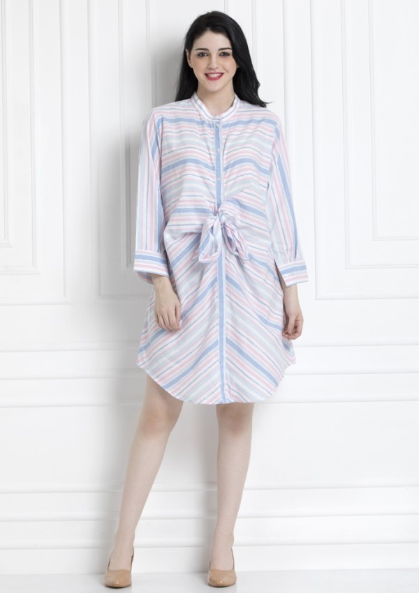 In Built Knot Dress In Organic Cotton. Will Make You Look Super Elegant Yet Chic