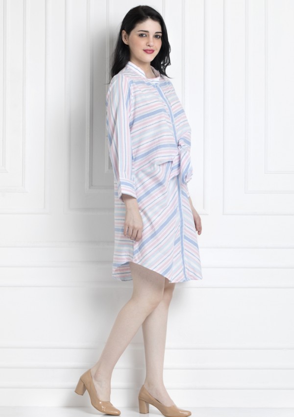 In Built Knot Dress In Organic Cotton. Will Make You Look Super Elegant Yet Chic