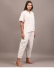 White collared night suit with Kantha stripes