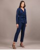 Denim belted blazer set
