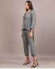 Grey Tweed High low blazer pant set
