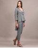 Grey Tweed High low blazer pant set