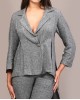 Grey Tweed High low blazer pant set