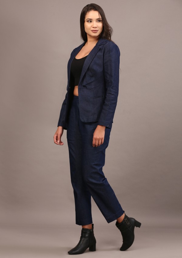 Denim blazer pant set