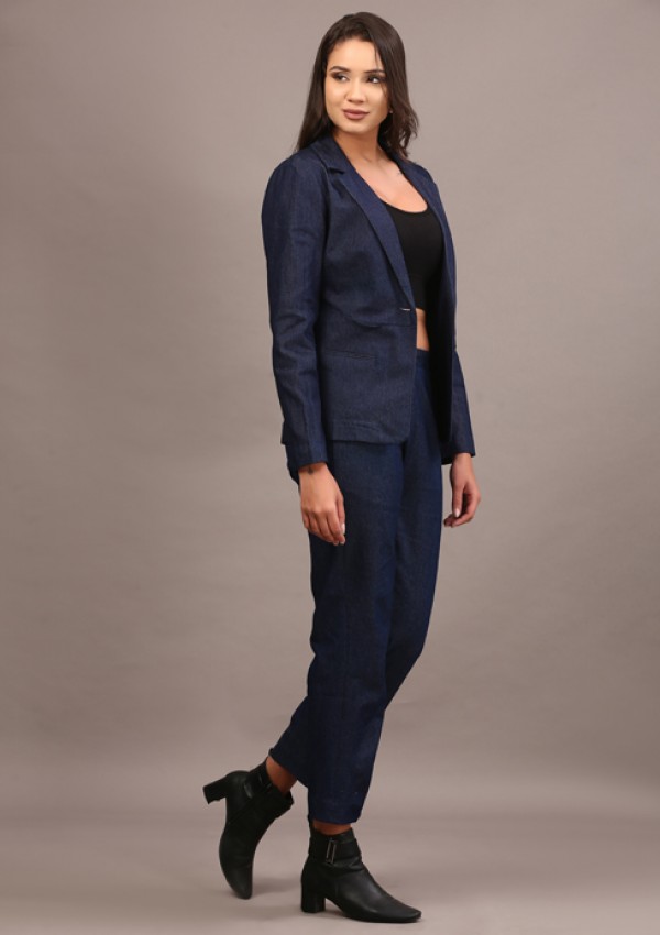 Denim blazer pant set