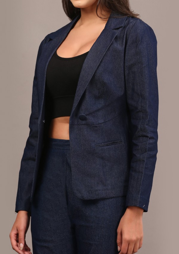 Denim blazer pant set