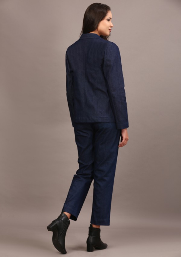 Denim blazer pant set