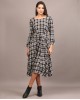 Tartan cotswool knotted full length dress