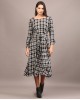 Tartan cotswool knotted full length dress