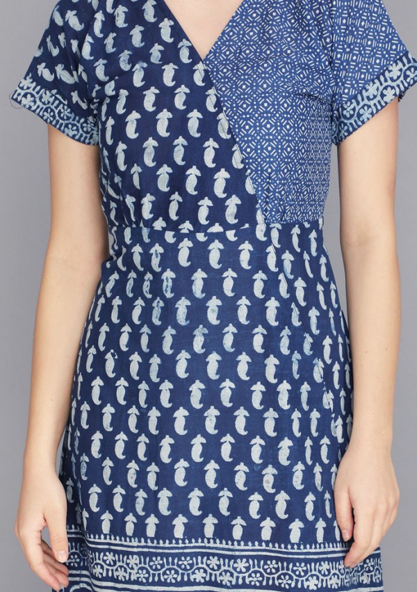 INDIGO BLUE BLOCK PRINT COTTON DRESS