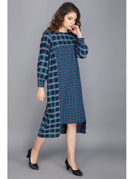 HIGH LOW COTTON CHECK DRESS