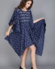 INDIGO BLUE HANDKERCHIEF DRESS IN COTTON