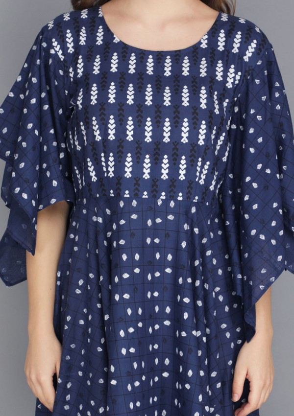 INDIGO BLUE HANDKERCHIEF DRESS IN COTTON