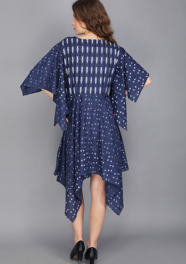 INDIGO BLUE HANDKERCHIEF DRESS IN COTTON