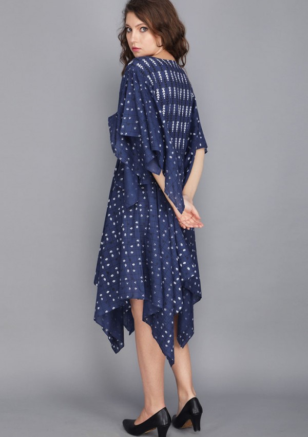 INDIGO BLUE HANDKERCHIEF DRESS IN COTTON