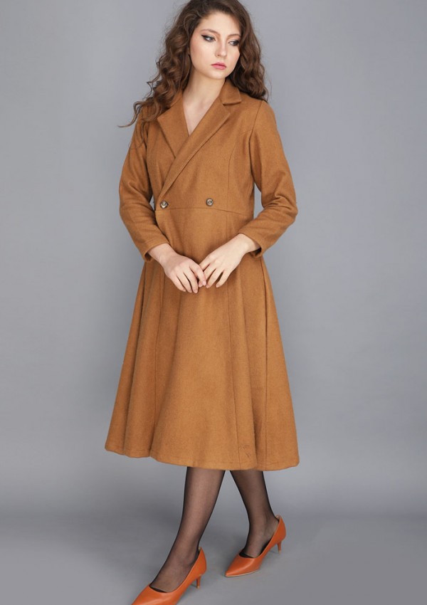 WOOLLEN CAMEL COAT DRESS