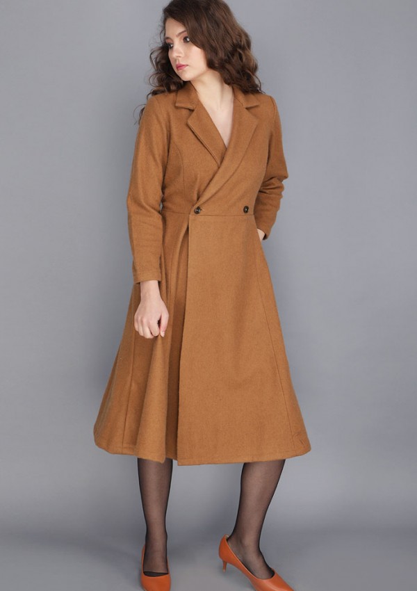 WOOLLEN CAMEL COAT DRESS