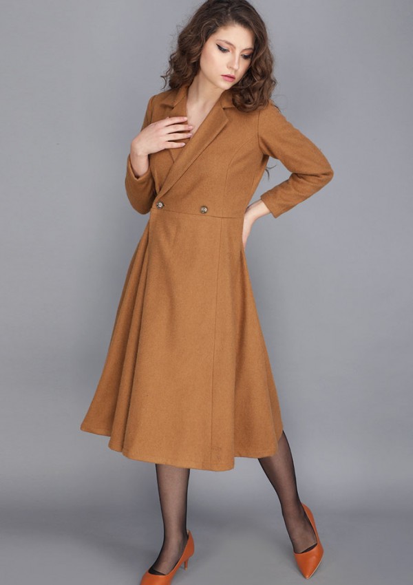 WOOLLEN CAMEL COAT DRESS