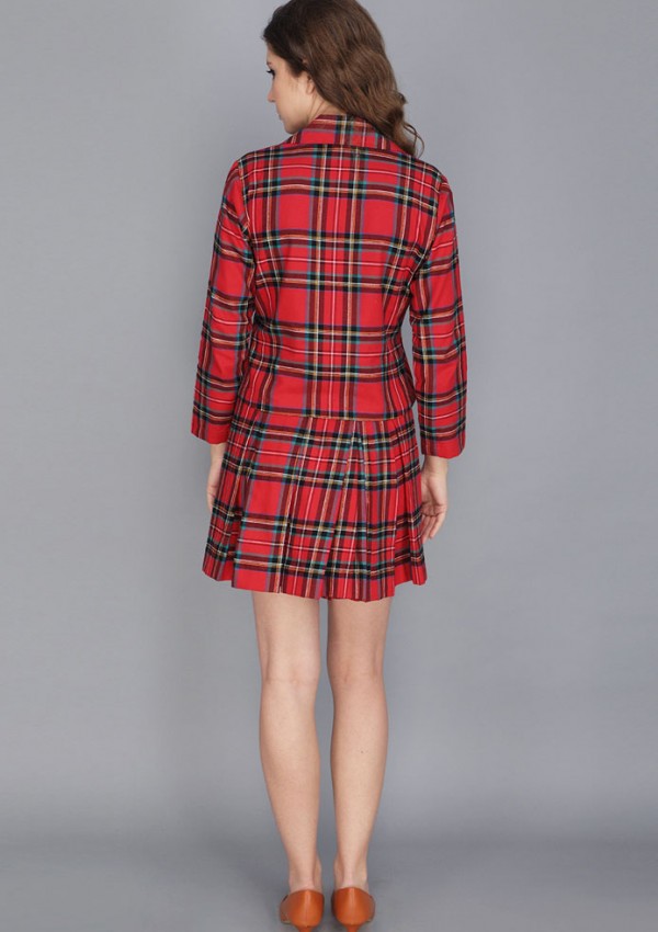 TARTAN JACKET TOP AND PEATED SKIRT