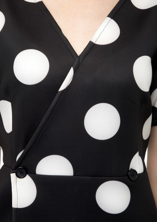 Black large polka dot jacket dress