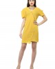 Yellow wrap folded dress with buttons