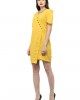 Yellow wrap folded dress with buttons