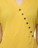 Yellow wrap folded dress with buttons