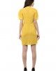 Yellow wrap folded dress with buttons