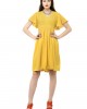 Yellow ruffle sleeve one piece dress with ruffle hem
