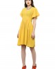 Yellow ruffle sleeve one piece dress with ruffle hem