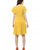 Yellow ruffle sleeve one piece dress with ruffle hem
