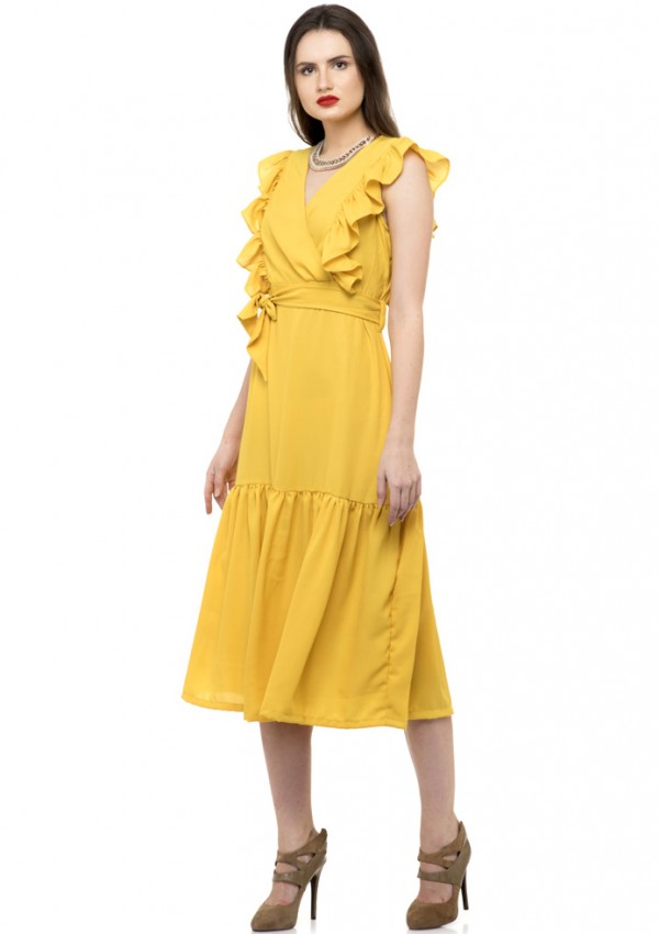 Asymmetrical flare sleeveless maxi dress