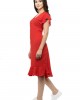 Red flared ruffle sleeves dress