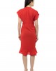 Red flared ruffle sleeves dress