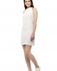 High neck sleeveless white pencil dress