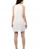 High neck sleeveless white pencil dress