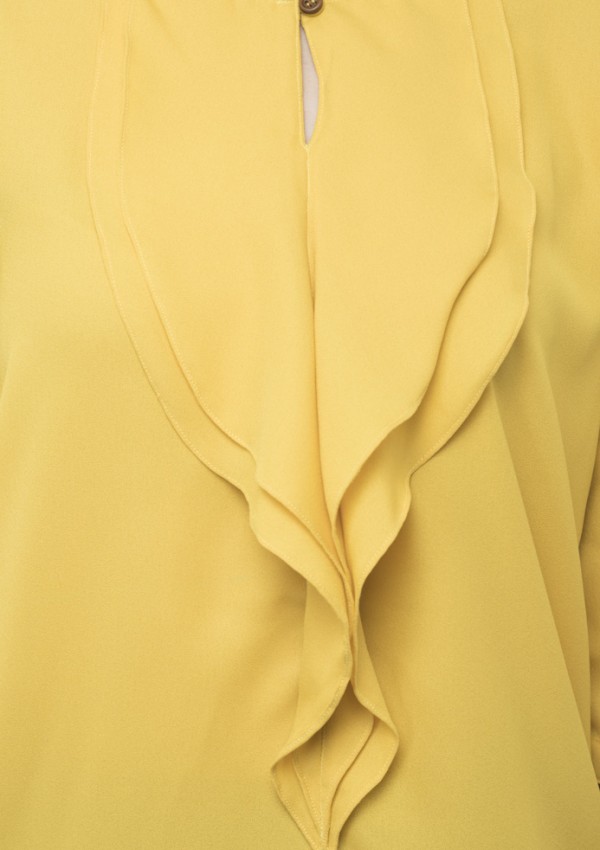 Yellow plain flared ruffle top