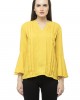 Yellow bell sleeves pleated top