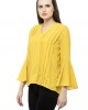 Yellow bell sleeves pleated top