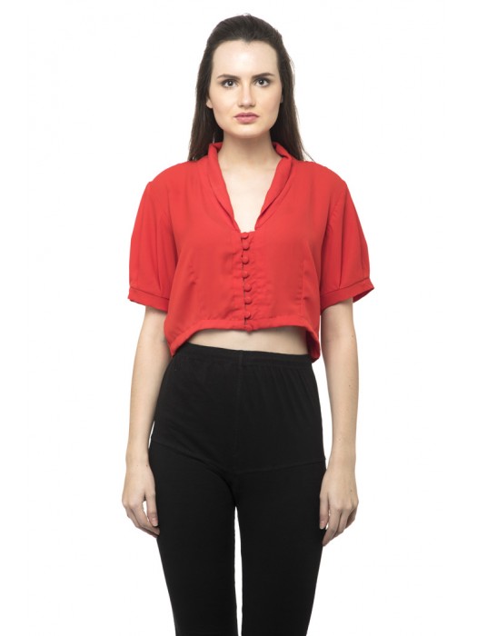 Front button high size red tee
