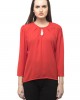Notched neck with button red top without side stripped